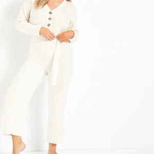 Eloquii NWOT Sweater Wide Leg Antique White Jumpsuit